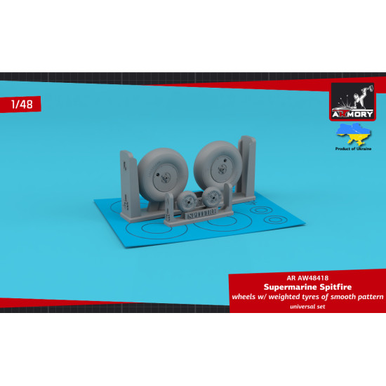 Armory AW48418 1/48 Supermarine Spitfire wheels weighted tyres of smooth pattern Armory AW48418 1/48 Supermarine Spitfire wheels weighted tyres of smooth pattern