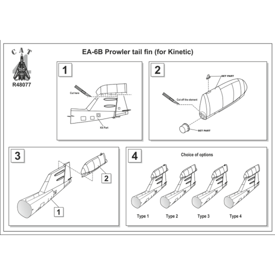 CAT4-R48077 - 1/48 - EA-6B Prowler tail fin ( for Kinetic)