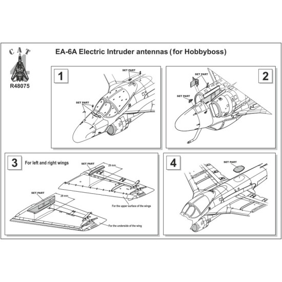 CAT4-R48075 - 1/48 - EA-6A Electric Intruder antennas ( for Hobbyboss )