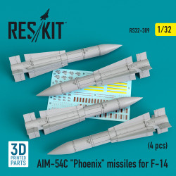 Reskit RS32-0389 1/32 AIM-54C Phoenix missiles for F-14 (4pcs)