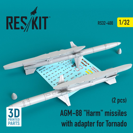 Reskit RS32-0400 - 1/32 AGM-88 Harm missiles with adapter for Tornado (2 pcs)