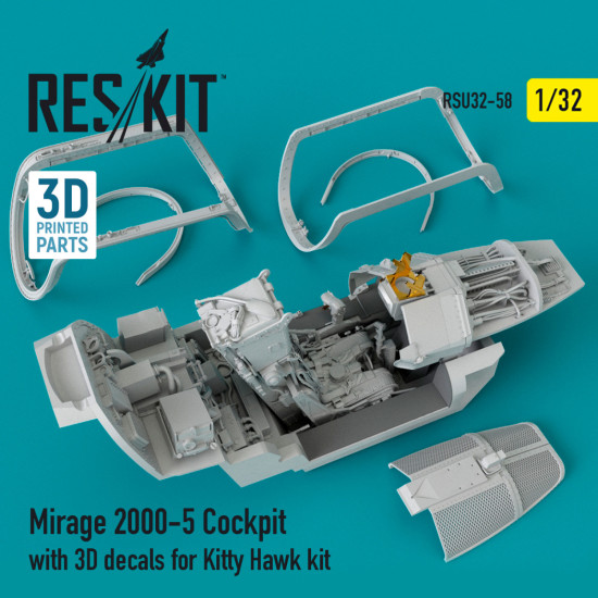 Reskit RSU32-0058 - 1/32 Mirage-2000-5 cockpit with 3D decals for Kitty Hawk kit