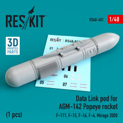 Reskit RS48-0401 - 1/48 - Data Link pod for AGM-142 Popeye rocket (F-15, F-16, F-4, Mirage 2000, F-111)