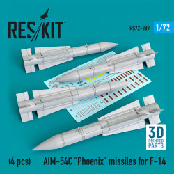 Reskit RS72-0389 1/72 AIM-54A Phoenix missiles for F-14 (4pcs)