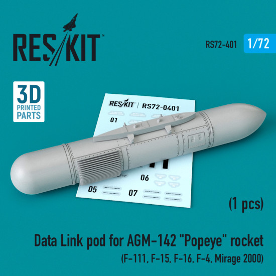 Reskit RS72-0401 1/72 Data Link pod for AGM-142 Popeye rocket F-15 F-16 F-4