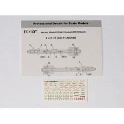Foxbot 32-022 1/32 Stencils for Missile R-73 (AA-11 Archer) & APU-73 Decal kit