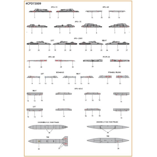 Clear Prop CPD72009 1/72 MiG-23ML, MLA, MLD, P, MLAE standard english stencils