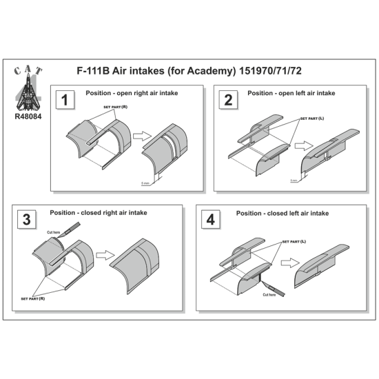 CAT4 R48084 - 1/48 - F-111B Air Intakes (for Academy) 151970/71/72
