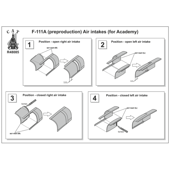 CAT4 R48085 - 1/48 - F-111A (preproduction) Air intakes (for Academy)