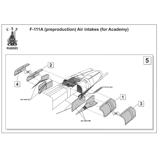 CAT4 R48085 - 1/48 - F-111A (preproduction) Air intakes (for Academy)