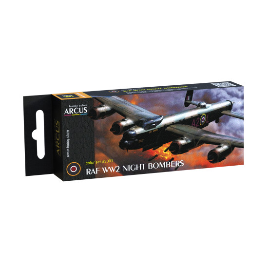 Arcus 3001 Enamel paints set RAF WW2 Night bombers 6 colors in set 10ml