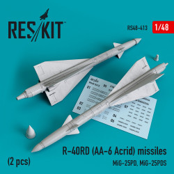 Reskit RS48-0413 1/48 R-40RD (AA-6 Acrid) missiles (2 pcs) (MiG-25PD, MiG-25PDS)