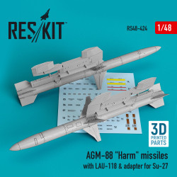 Reskit RS48-0424 1/48 AGM-88 Harm missiles with LAU-118 & adapter for Su-27