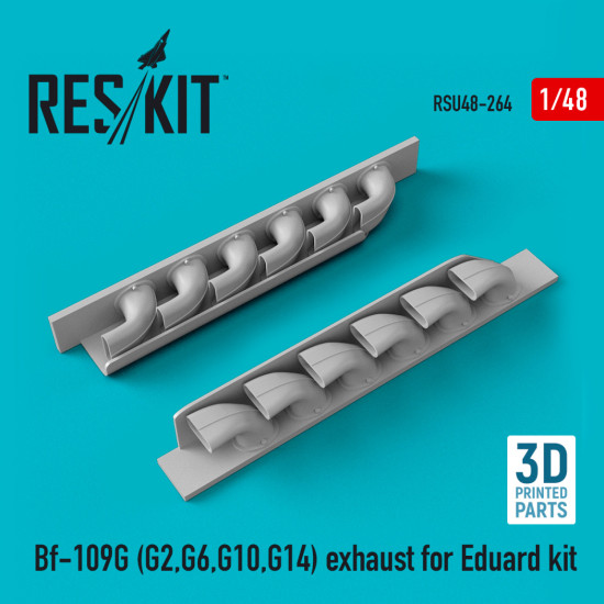 Reskit RSU48-0264 1/48 Bf-109G (G2,G6,G10,G14) exhaust for Eduard (3D printing)