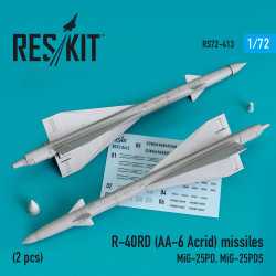 Reskit RS72-0413 1/72 R-40RD (AA-6 Acrid) missiles (2 pcs) (MiG-25PD, MiG-25PDS)