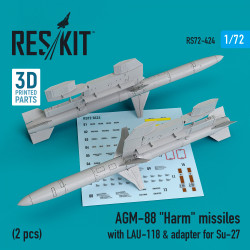 Reskit RS72-0424 1/72 AGM-88 Harm missiles with LAU-118  adapter for Su-27 2 pcs