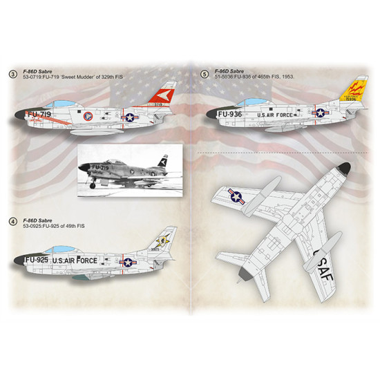 Print Scale 72-482 1/72 North American F-86D Sabre. Decal for aircraft