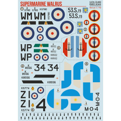 Print Scale 72-484 1/72 Supermarine Walrus. Decal for aircraft