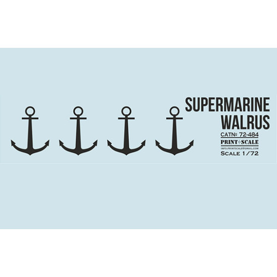 Print Scale 72-484 1/72 Supermarine Walrus. Decal for aircraft