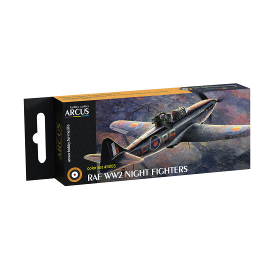 Arcus 3005 Enamel paints set RAF WW2 Night Fighters 6 colors in set 10ml