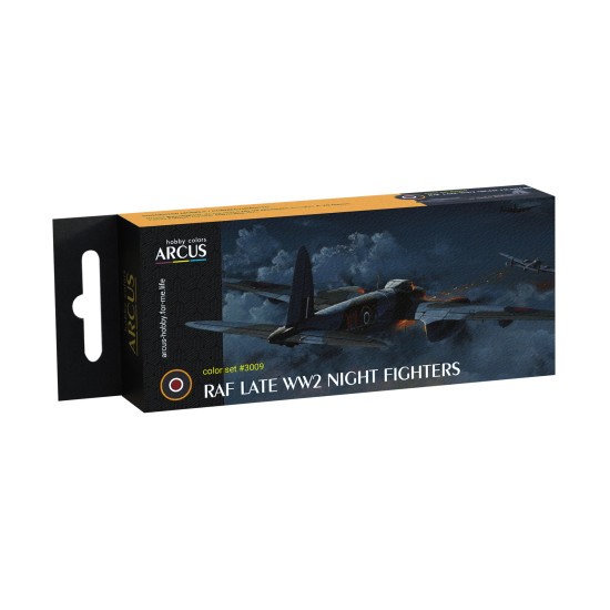 Arcus 3009 Enamel paints set RAF Late WW2 Night Fighters 6 colors in set 10ml