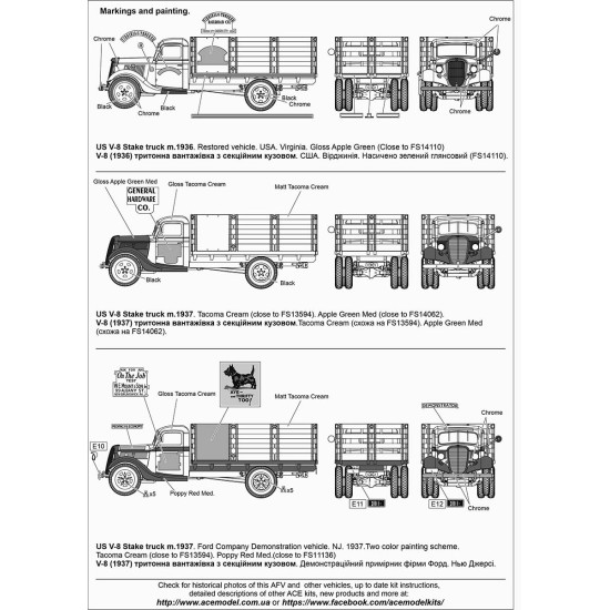 ACE 72584 - 1/72 - US V-8 Stake truck m.1936/37 scale plastic model kit