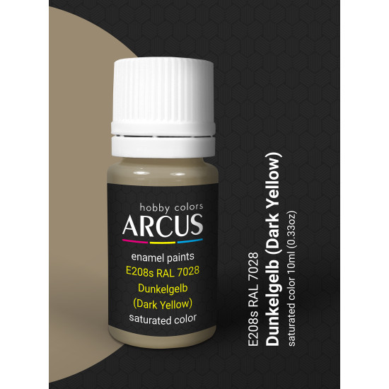 Arcus 208 Enamel paint. Wehrmacht. RAL 7028 Dunkelgelb (Dark Yellow) 10ml