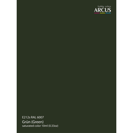 Arcus 212 Enamel paint. Wehrmacht. RAL 6007 Grun (Green) 10ml