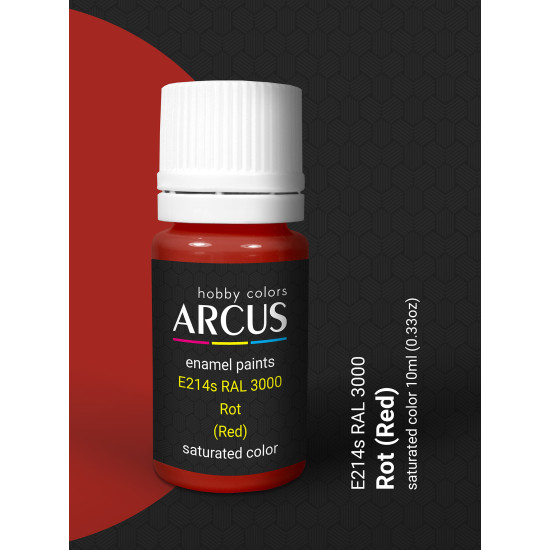 Arcus 214 Enamel paint. Wehrmacht. RAL 3000 Rot (Red) 10ml