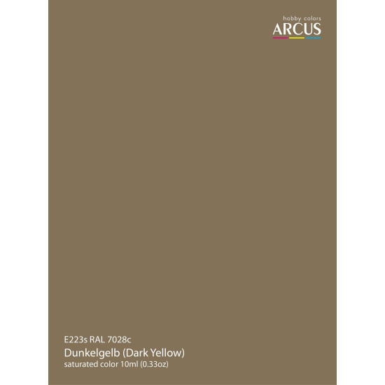 Arcus 223 Enamel paint. Wehrmacht. RAL 7028 Dunkelgelb (Dark Yellow) 10ml