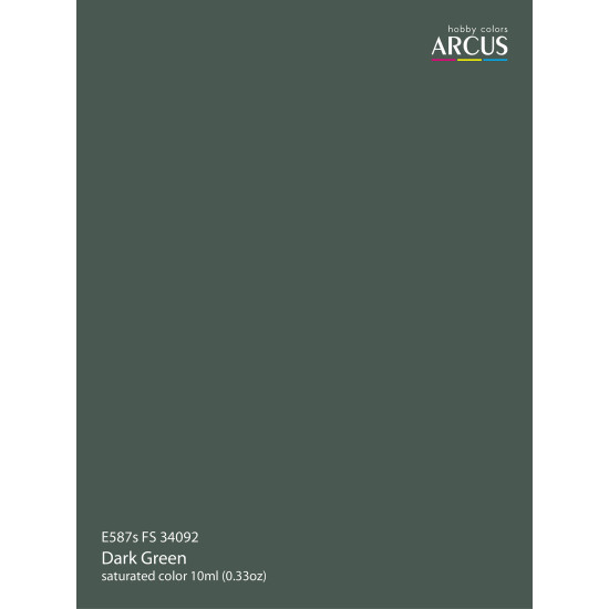 Arcus 587 Enamel paint USAF FS 34092 Dark Green Saturated color 10ml