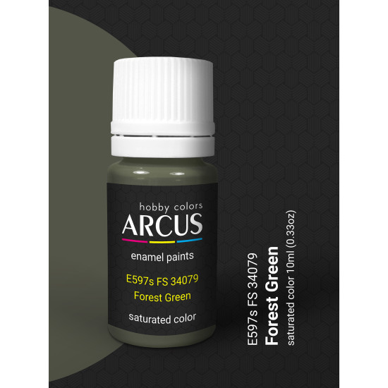 Arcus 597 Enamel paint USAF FS 34079 Forest Green Saturated color 10ml