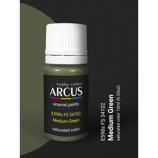 Arcus 598 Enamel paint USAF FS 34102 Medium Green Saturated color 10ml