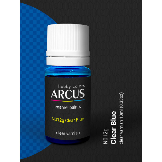 Arcus 012 Enamel paint Transparent gloss varnish. Clear Blue 10ml