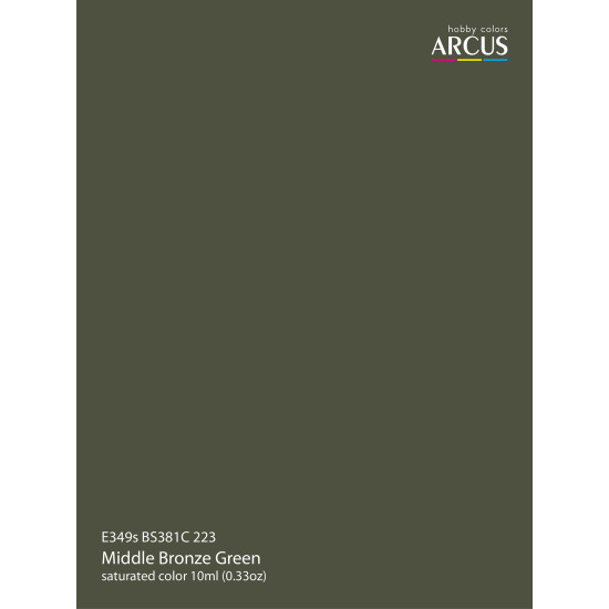 Arcus 349 Enamel paint Royal Air Force BS381C Middle Bronze Green Saturated color 10ml