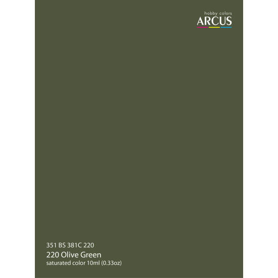 Arcus 351 Enamel paint Royal Air Force BS381C 220 Olive Green Saturated color 10ml