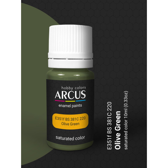 Arcus 351 Enamel paint Royal Air Force BS381C 220 Olive Green Saturated color 10ml