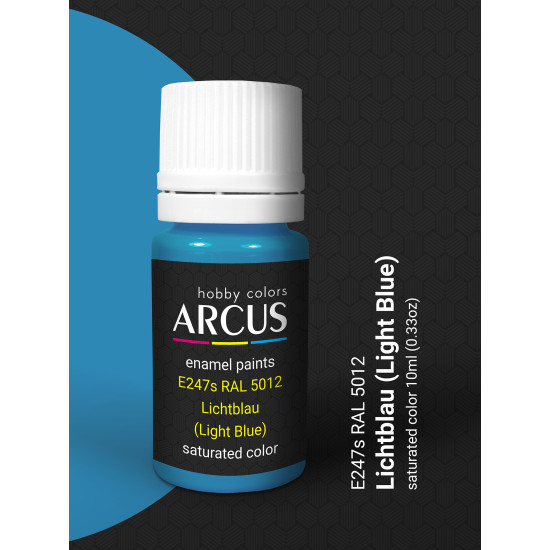 Arcus 247 Enamel paint PSU Ukraine RAL 5012 Lichtblau Saturated color 10ml