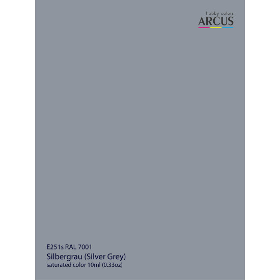 Arcus 251 Enamel paint PSU Ukraine RAL 7001 SILBERGRAU Silver Grey Saturated color 10ml