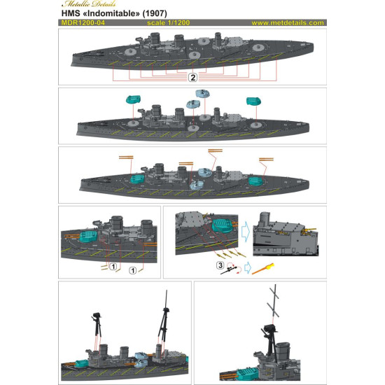 Metallic Details MDR1200-04 - 1/1200 - HMS Indomitable. Resin model kit