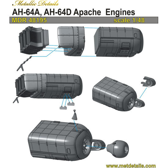 Metallic Details MDR48195 1/48 AH-64A/D Apache. Engines (Hasegawa). Upgrade set