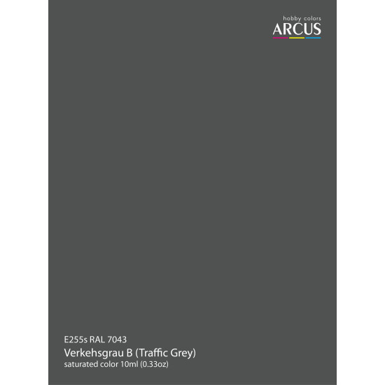 Arcus 255 Enamel paint PSU Ukraine RAL 7043 VERKEHSGRAU B (Traffic Grey) Saturated color 10ml