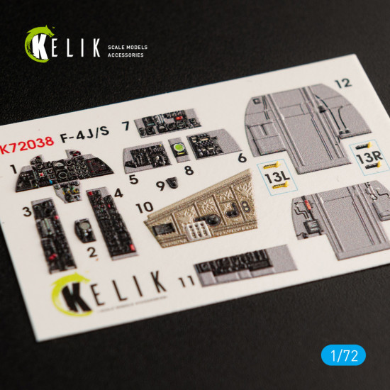 Kelik K72038 1/72 F-4j/S Phantom Ii Interior 3d Decals For Hasegawa Model Kit