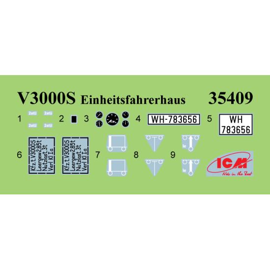 Icm 35409 1/35 V3000s Einheitsfahrerhaus Wwii German Truck Model Kit