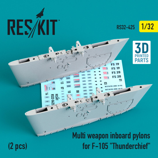 Reskit Rs32-0425 1/32 Multi Weapon Inboard Pylons For F 105 Thunderchief 2 Pcs 3d Printing Scale Model Accessories