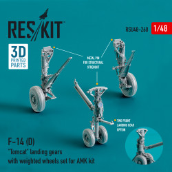Reskit Rsu48-0260 1/48 F-14 D Tomcat Landing Gears With Weighted Wheels Set For Amk Kit Resin And 3d Printing