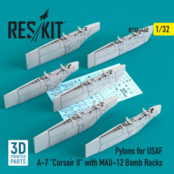 Reskit Rs32-0440 1/32 Pylons For Usaf A7 Corsair Ii With Mau12 Bomb Racks 3d Printing