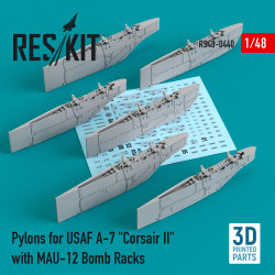 Reskit Rs48-0440 1/48 Pylons For Usaf A7 Corsair Ii With Mau12 Bomb Racks 3d Printing