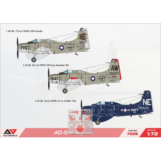 Aa Models 7228 1/72 Ad5w Skyraider Attack Aircraft Model Kit