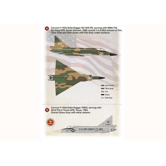 Print Scale 48-242 1/48 Decal For Convair F102 Delta Dagger Part 1